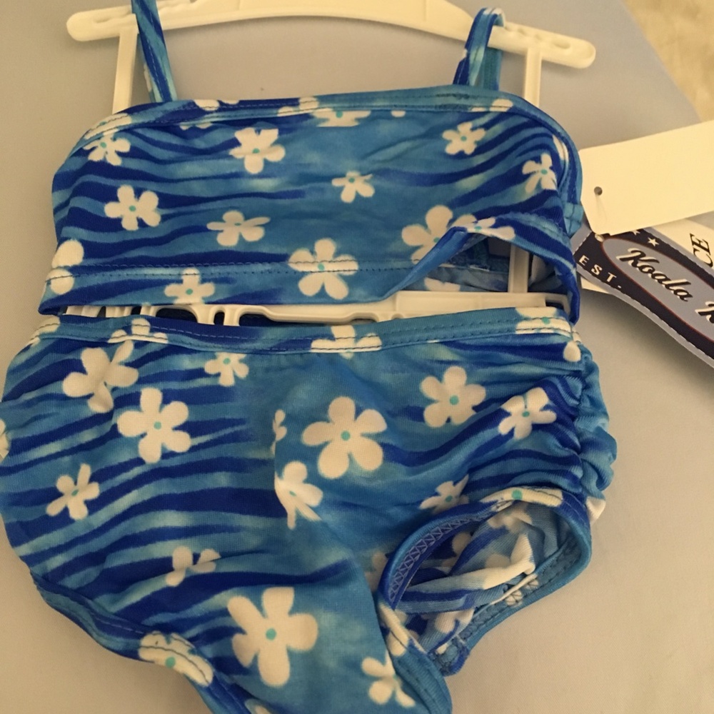 Koala Kids-NWT Girls 2PC Blue & White Bikini Bathing Suit Size 3/6 Months